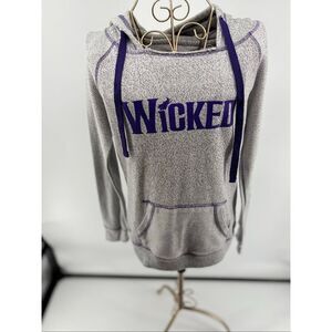 Wicked Broadway Play Hoodie Gray Pullover with Purple Womens Size Small